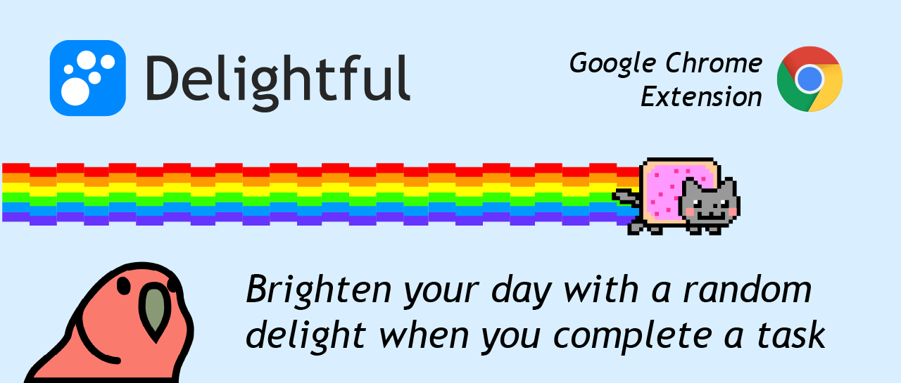 a promo image for delightful showing supported software and a couple of delights