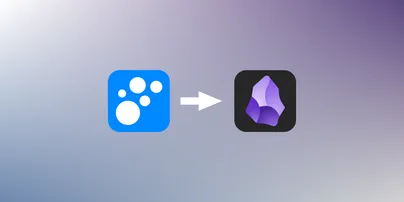 delightful icon and arrow pointing to obsidian icon