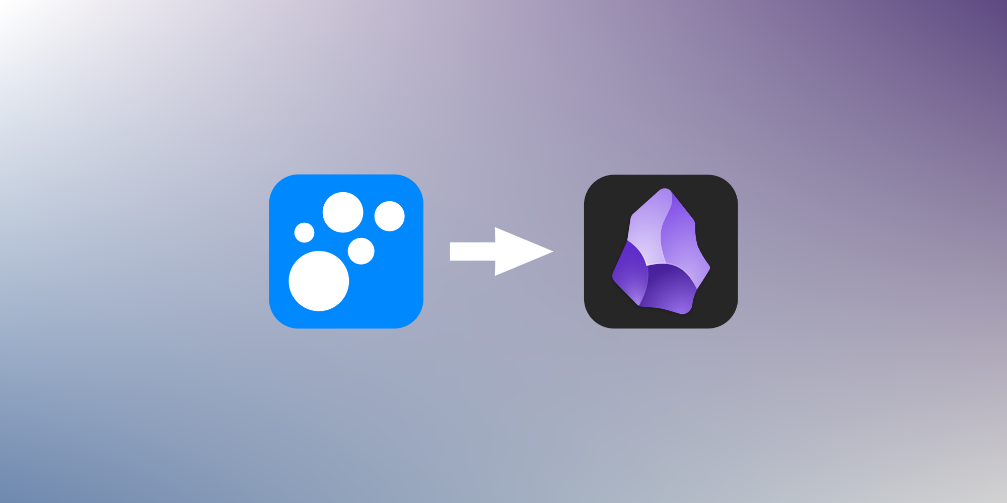 delightful icon and arrow pointing to obsidian icon