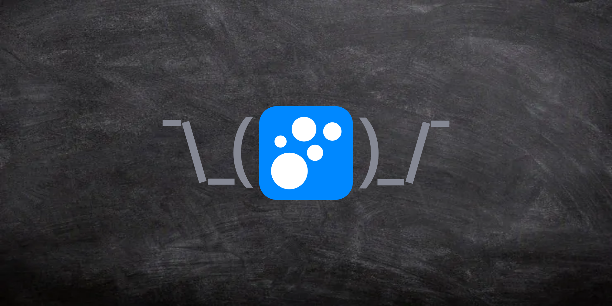 delightful icon with shruggie arms on a chalkboard background